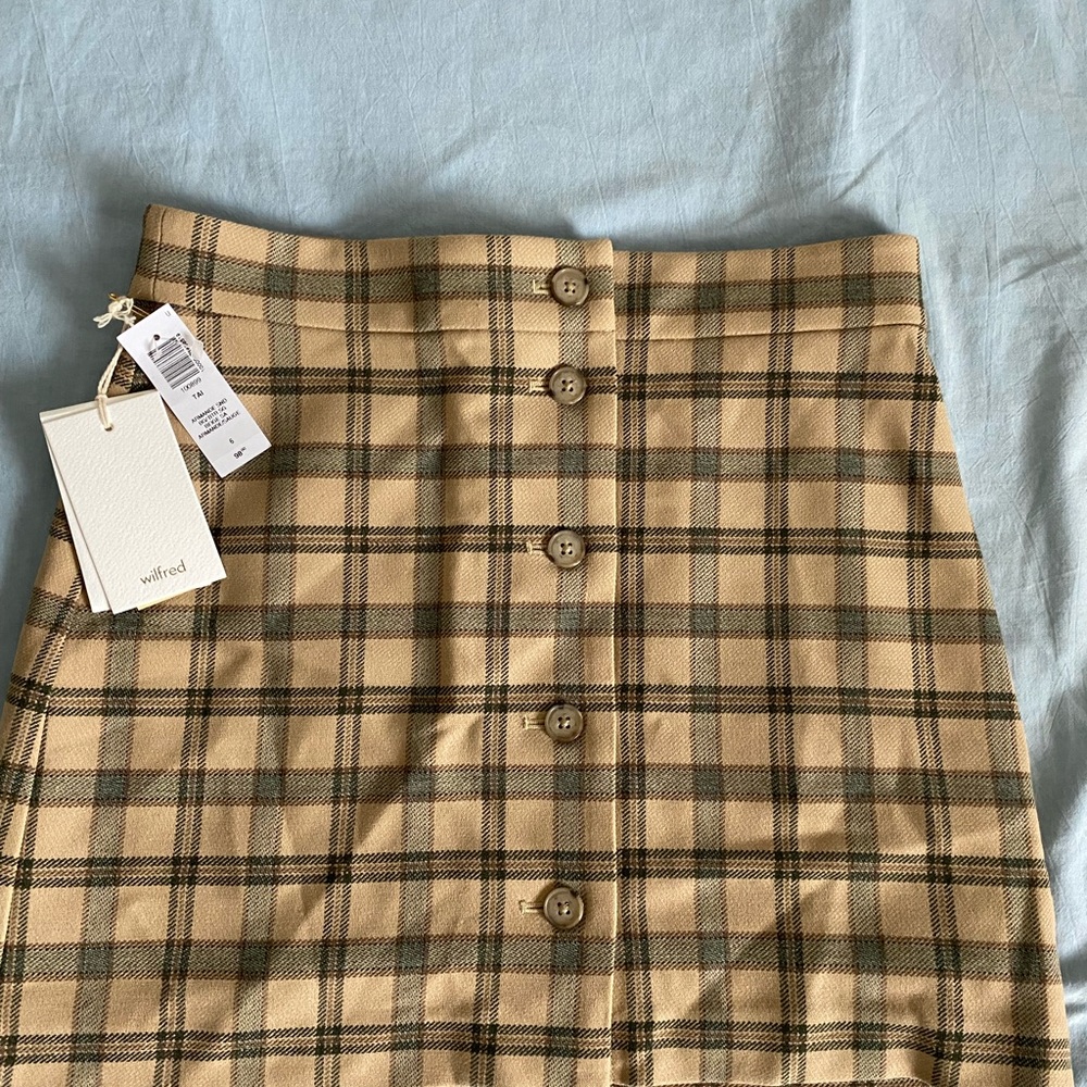 Wilfred Plaid Button-Up Skirt - Tan